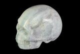 Realistic, Carved, White and Green Jade Skull #116565-1